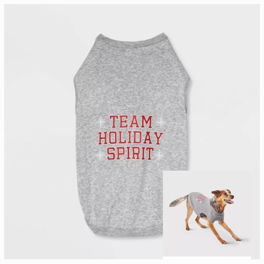 💙 NEW! PET Wondershop Holiday Christmas Sweatshirt "Team Holiday Spirit" gray